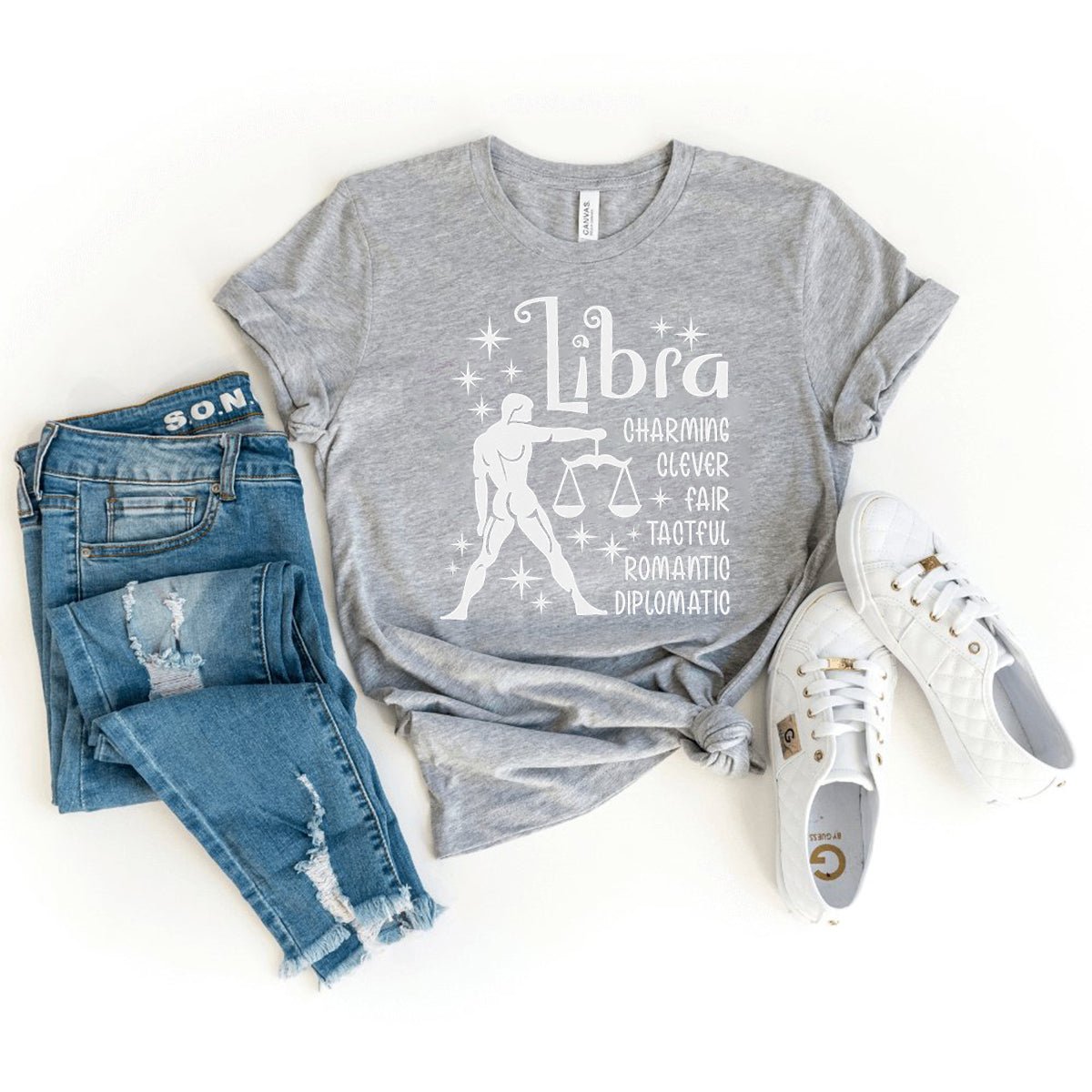 Classic Libra Zodiac Birthday Shirt – Celebrate Your Sign with Style - Bliss Birthday Shirts - Heather Athletic - S