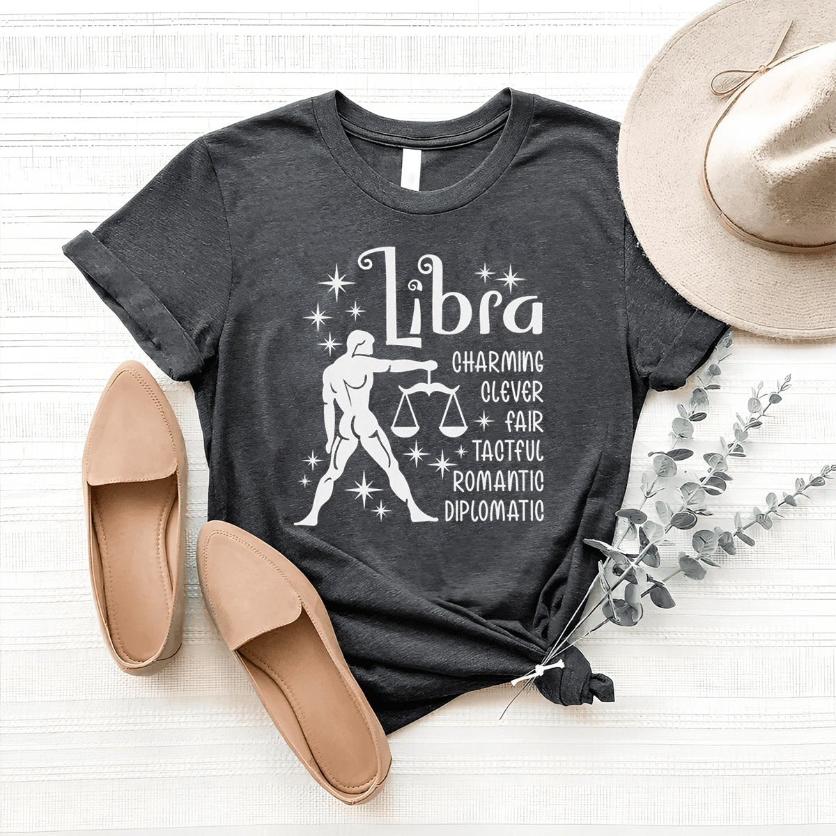 Classic Libra Zodiac Birthday Shirt – Celebrate Your Sign with Style - Bliss Birthday Shirts - Heather Dark Grey - S