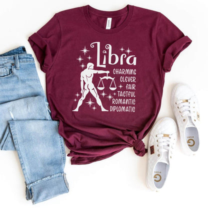 Classic Libra Zodiac Birthday Shirt – Celebrate Your Sign with Style - Bliss Birthday Shirts - Maroon - S