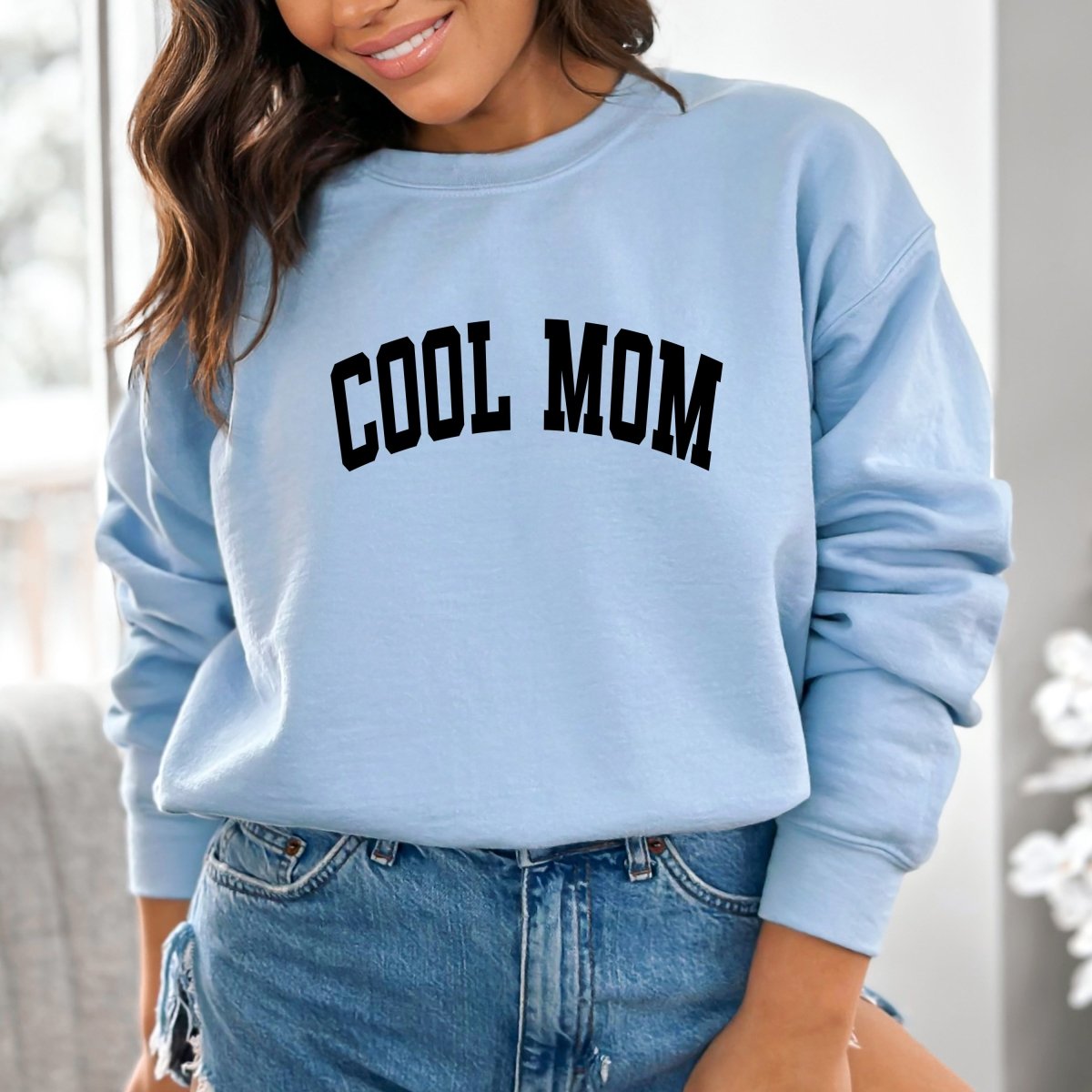 Cool Mom - Birthday Sweatshirt - Bliss Birthday Shirts - Small - Light Blue