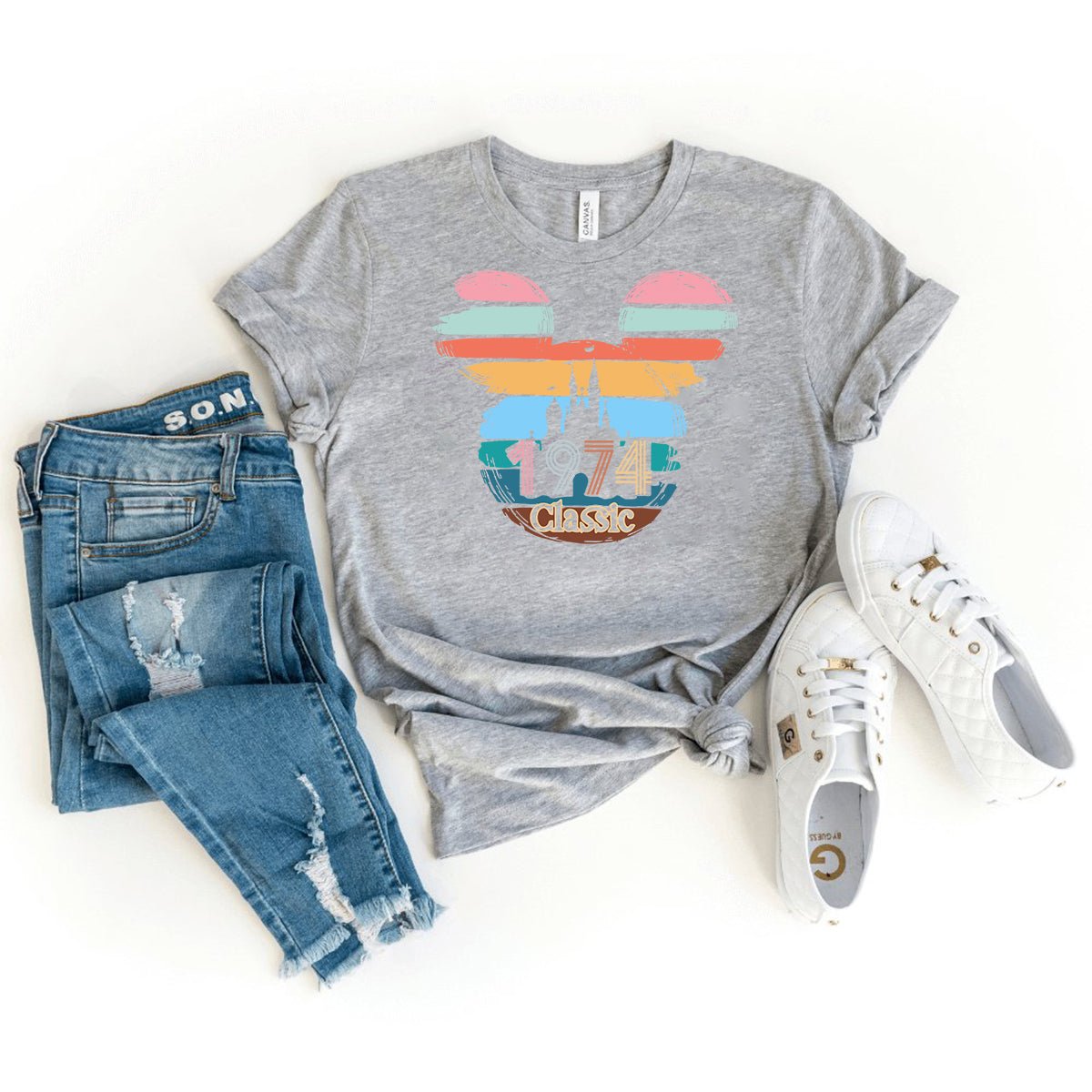 Create Your Own Vintage 1974 Classic Design Custom T-Shirt - Bliss Birthday Shirts - Heather Athletic - S