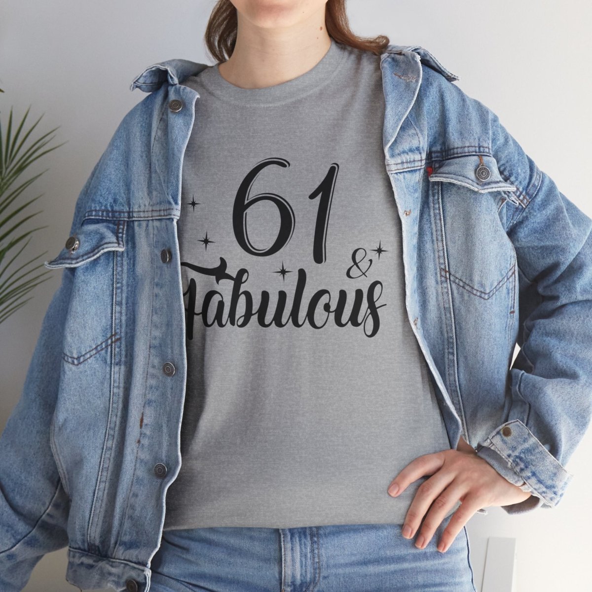 Custom 61 & Fabulous Birthday T - Shirt - Bliss Birthday Shirts - Sport Grey - S