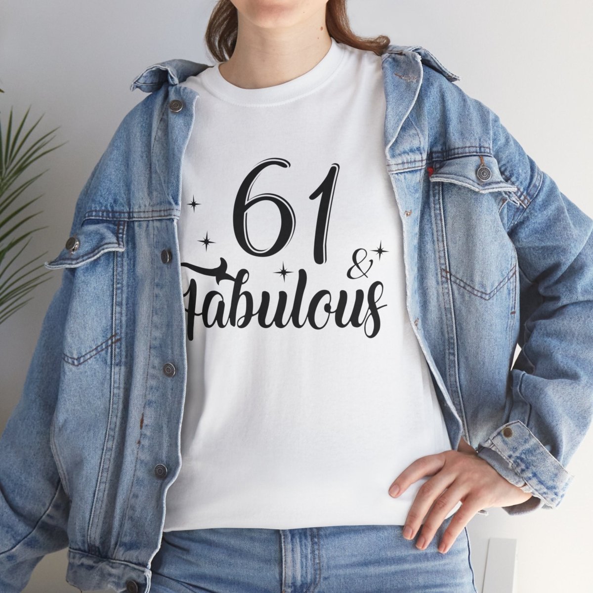 Custom 61 & Fabulous Birthday T - Shirt - Bliss Birthday Shirts - White - S