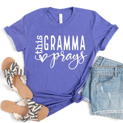 Custom Birthday Shirt - This Gramma Prays Womens T - Shirt - Bliss Birthday Shirts - Heather Lapis - S