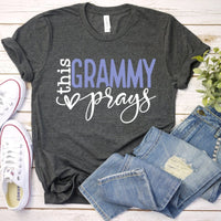 Custom Birthday Shirt - This Grammy Prays Womens T - Shirt - Bliss Birthday Shirts - Dark Grey Heather - S