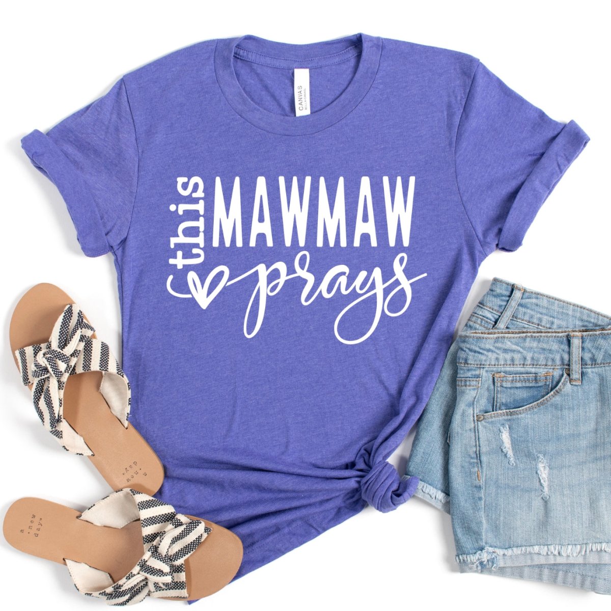 Custom Birthday Shirt - This MawMaw Prays Womens T - Shirt - Bliss Birthday Shirts - Heather Lapis - S