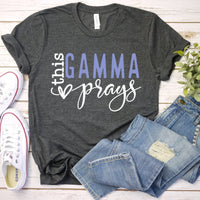 Custom Grandmother T Shirt - This Gamma Prays Womens Tee - Bliss Birthday Shirts - Dark Grey Heather - S