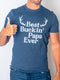 Custom Grandpa T Shirt - Best Buckin Papa Mens Tee - Bliss Birthday Shirts - S - Heather Navy