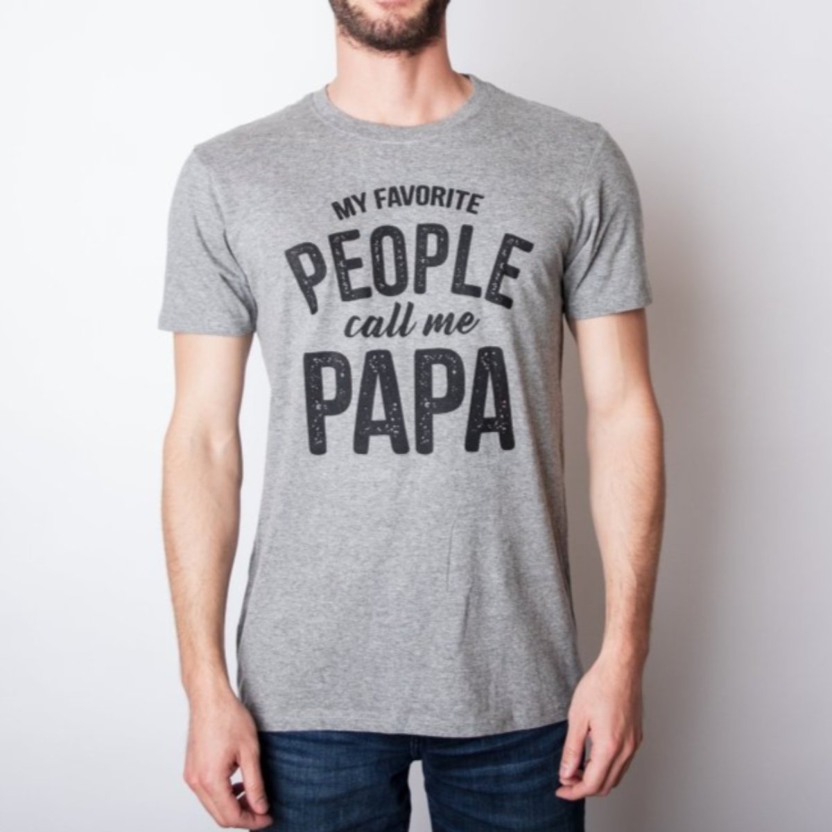 Custom Grandpa T Shirt - My Favorite People Call Me Papa Mens Tee - Bliss Birthday Shirts - S - Dark Heather Grey