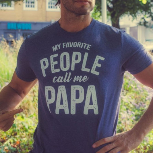 Custom Grandpa T Shirt - My Favorite People Call Me Papa Mens Tee - Bliss Birthday Shirts - S - Dark Heather Grey