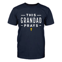 Custom Grandpas T Shirt - This Grandad Prays Mens Tee - Bliss Birthday Shirts - Navy - S