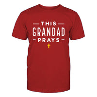 Custom Grandpas T Shirt - This Grandad Prays Mens Tee - Bliss Birthday Shirts - Red - S