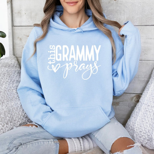 Custom Hoodie - This Grammy Prays Womens Birthday Sweatshirt - Bliss Birthday Shirts - Light Blue - S