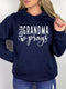 Custom Hoodie - This Grandma Prays Womens Birthday Sweatshirt - Bliss Birthday Shirts - Navy - S