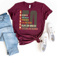 Custom T Shirt Design - 50 Golden Count - Bliss Birthday Shirts - Maroon - S