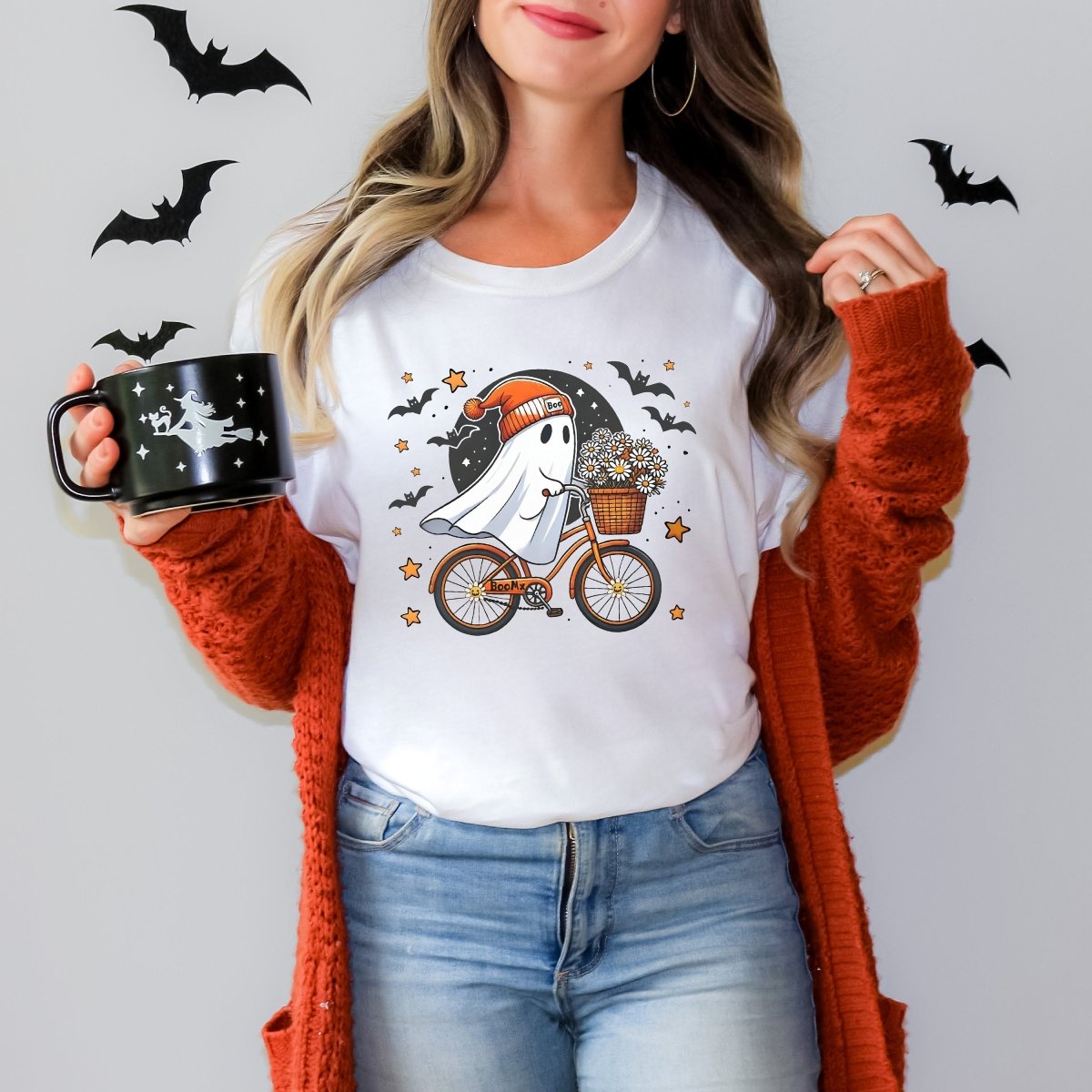 Cute Halloween Ghost Comfort Colors Shirt - Bliss Birthday Shirts - S - White