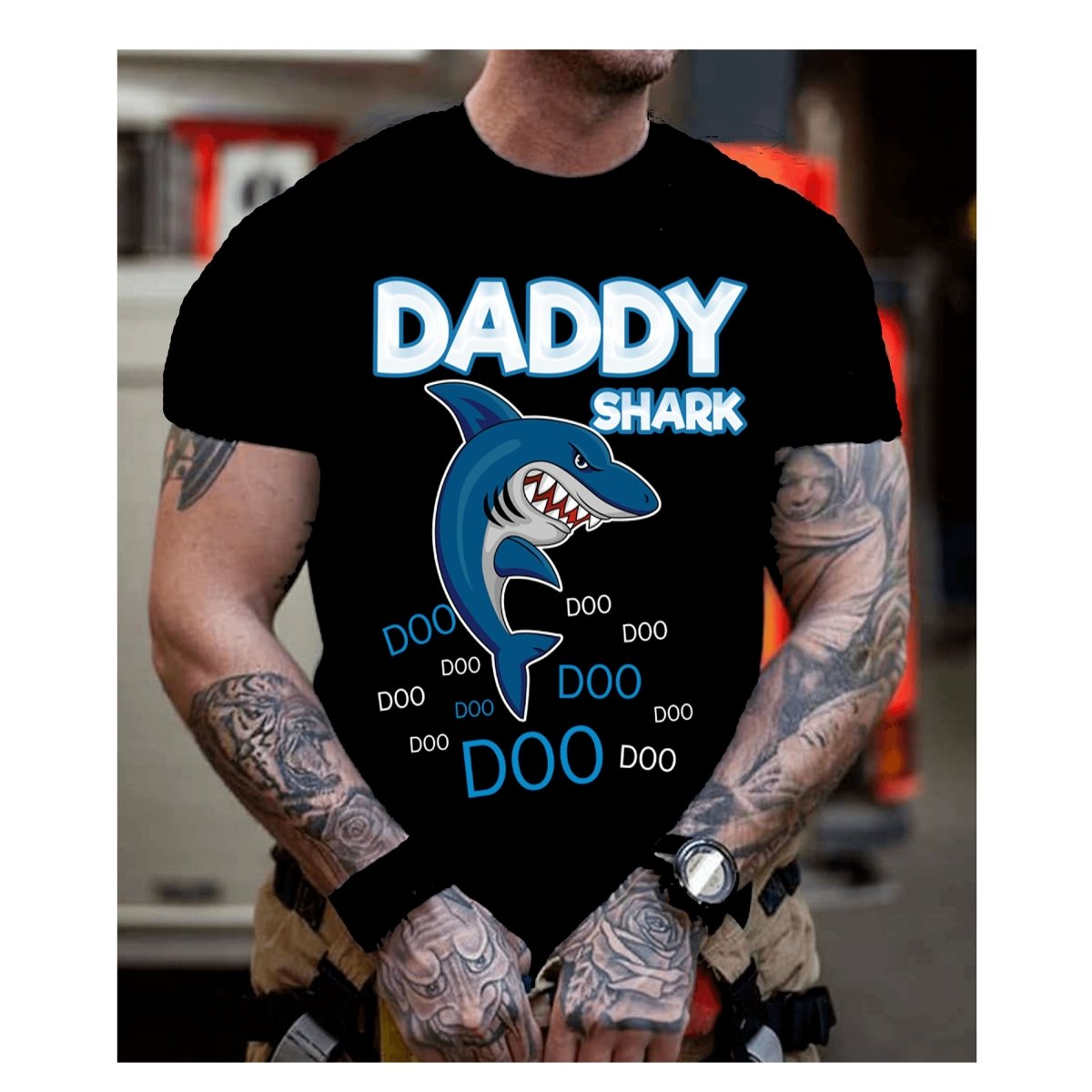 Daddy Shark Doo Doo - Men's Birthday Shirt - Bliss Birthday Shirts - Small - Black