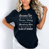 December Girl - Smooth as Whiskey Warm as Brandy Birthday Shirt - Bliss Birthday Shirts - Small - Black