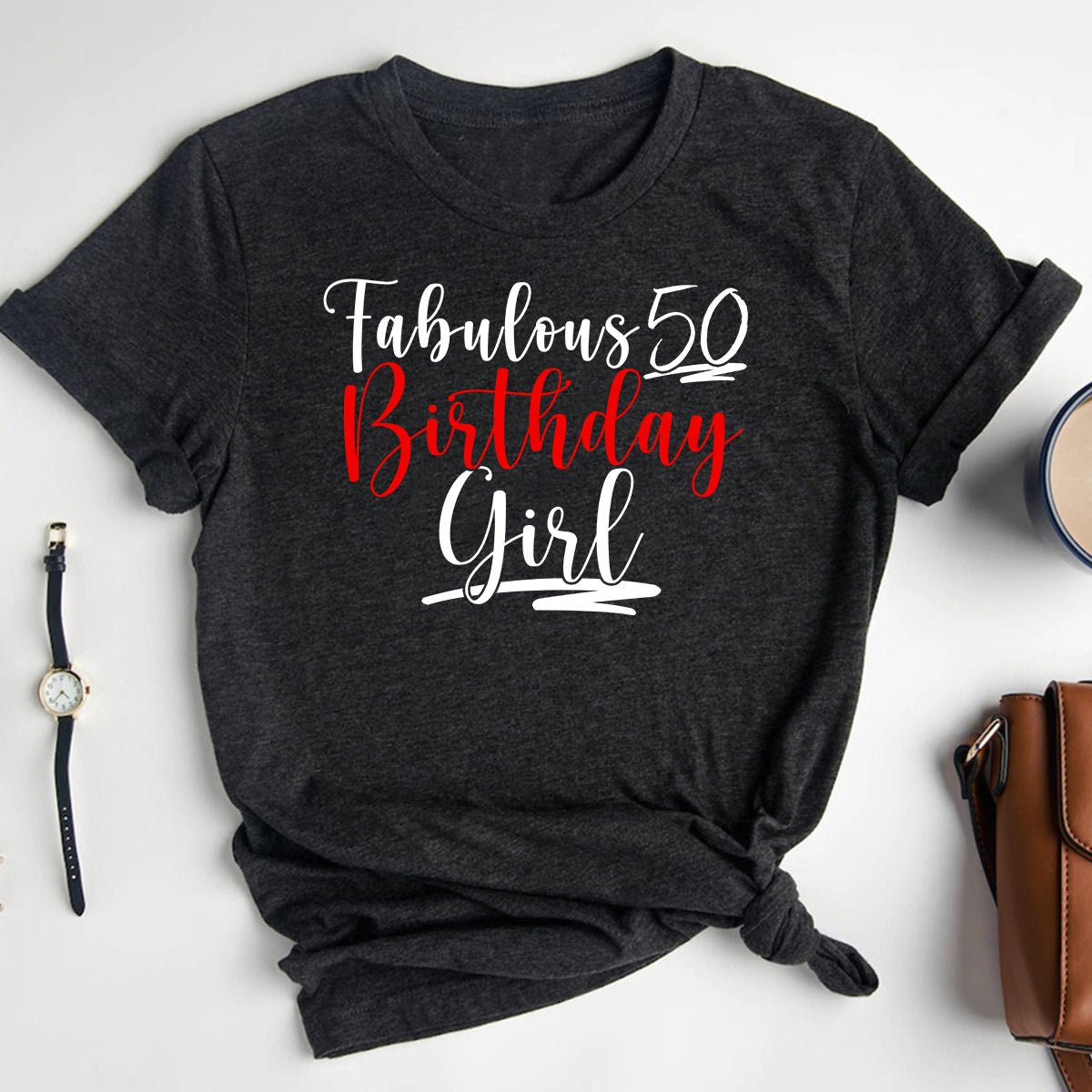 Fabulous 50th Birthday Shirt for Women - Celebrate in Style - Bliss Birthday Shirts - Heather Dark Grey - S