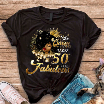 Fabulous 50th Birthday Shirts - Custom T - Shirt Designs for Queens - Bliss Birthday Shirts - S - Black