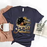 Fabulous 50th Birthday Shirts - Custom T - Shirt Designs for Queens - Bliss Birthday Shirts - S - Navy Blue