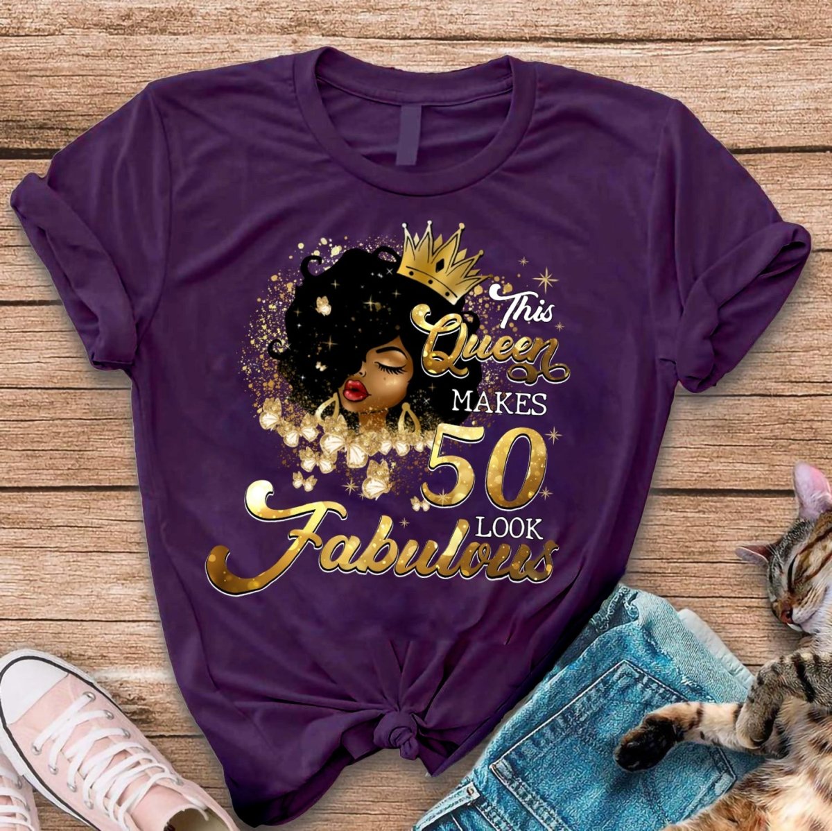 Fabulous 50th Birthday Shirts - Custom T - Shirt Designs for Queens - Bliss Birthday Shirts - S - Purple