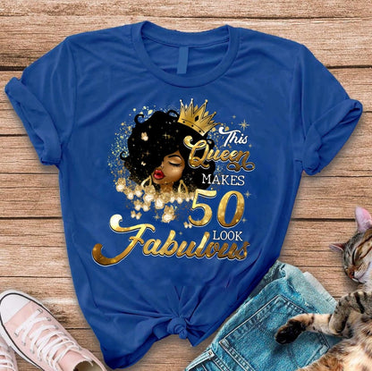 Fabulous 50th Birthday Shirts - Custom T - Shirt Designs for Queens - Bliss Birthday Shirts - S - Royal Blue