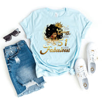 Fabulous 51st Birthday Shirts - Custom T-Shirt Designs for Queens - Bliss Birthday Shirts - Heather Ice Blue - S