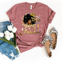 Fabulous 51st Birthday Shirts - Custom T-Shirt Designs for Queens - Bliss Birthday Shirts - Heather Mauve - S