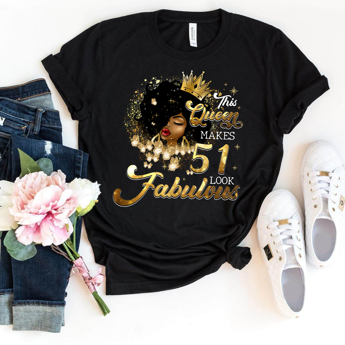 Fabulous 51st Birthday Shirts - Custom T - Shirt Designs for Queens - Bliss Birthday Shirts - S - Black