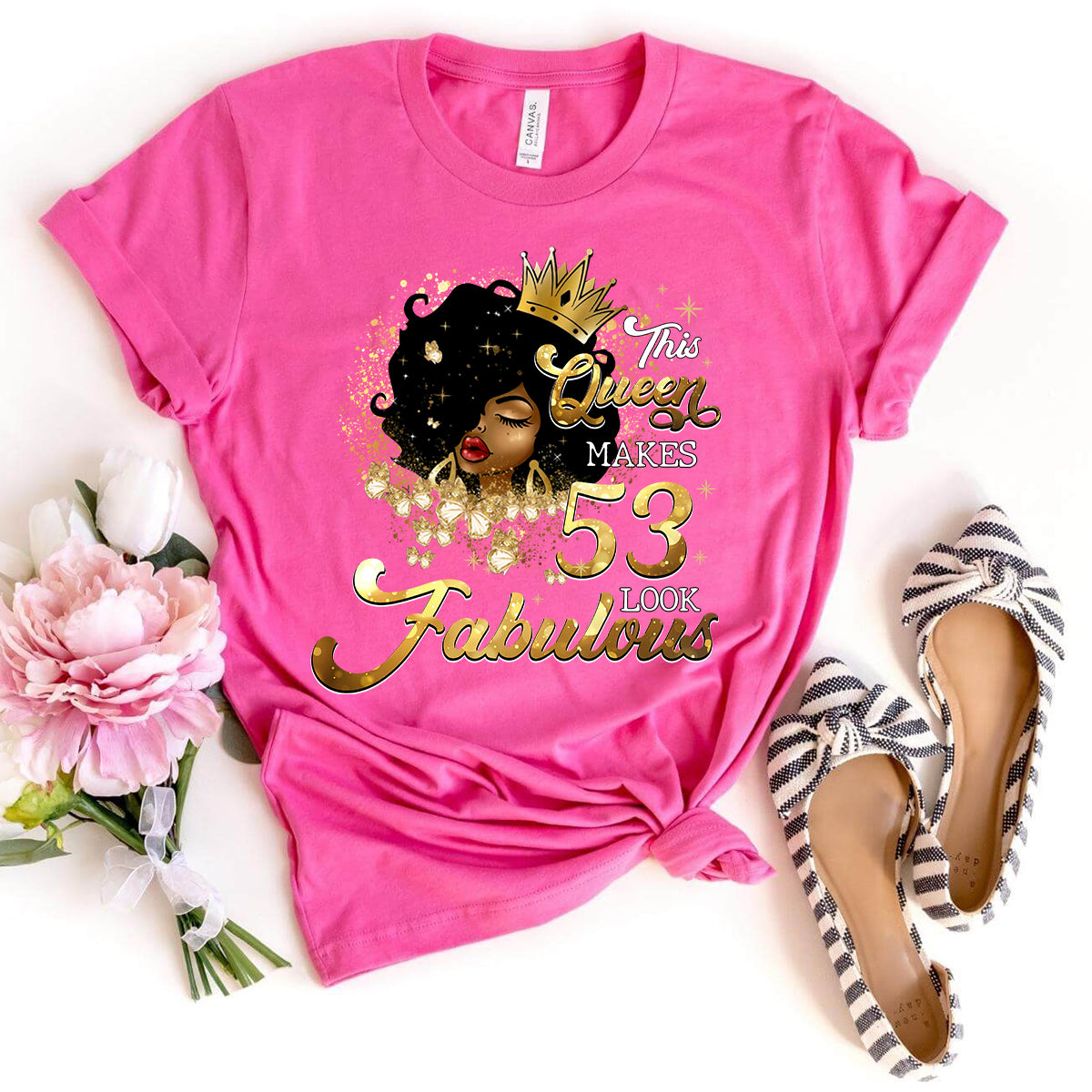 Fabulous 53rd Birthday Shirts - Custom T - Shirt Designs for Queens - Bliss Birthday Shirts - S - Pink