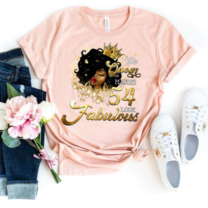 Fabulous 54th Birthday Shirts - Custom T-Shirt Designs for Queens - Bliss Birthday Shirts - Heather Peach - S