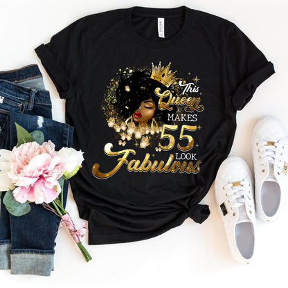 Fabulous 55th Birthday Shirts - Custom T - Shirt Designs for Queens - Bliss Birthday Shirts - S - Black