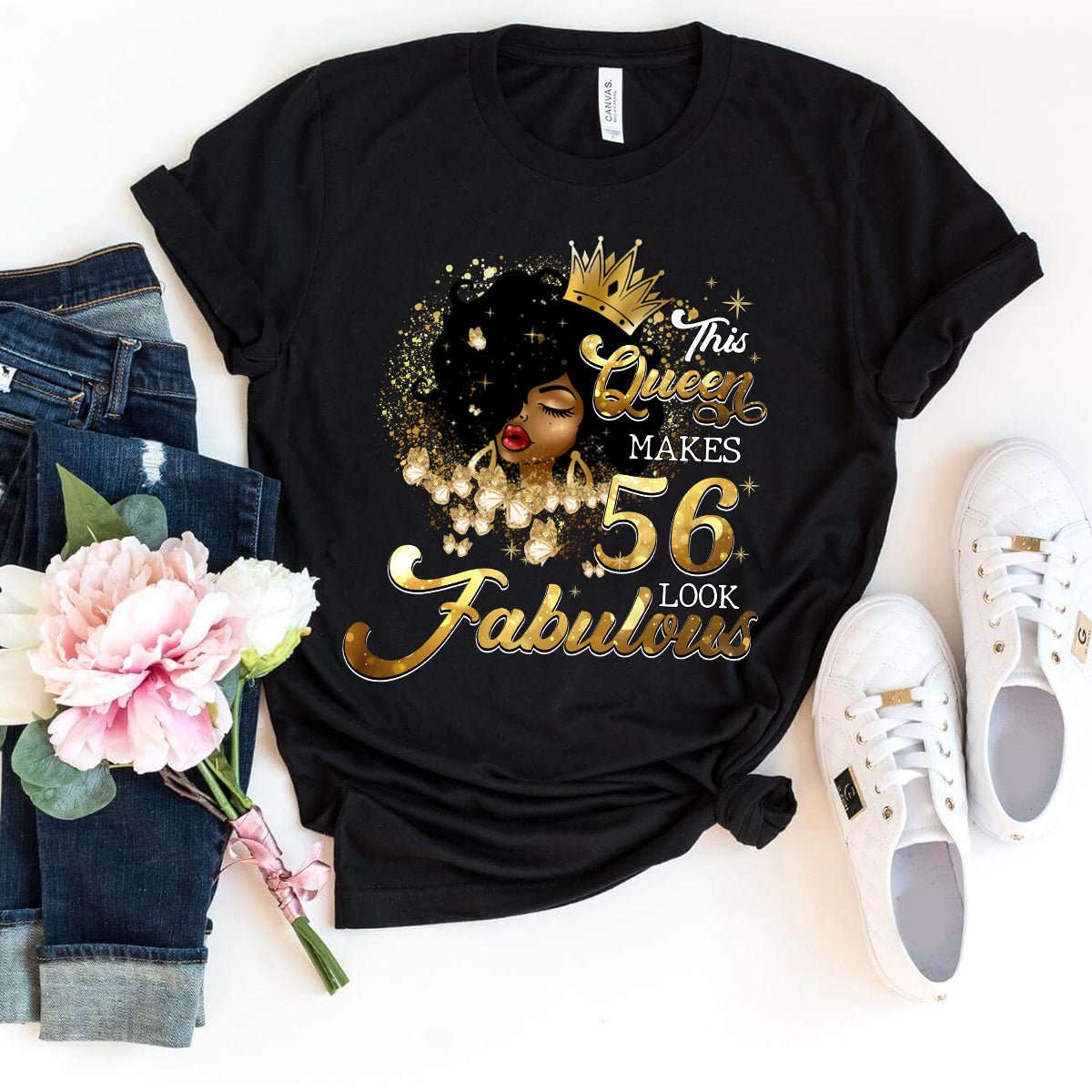 Fabulous 56th Birthday Shirts - Custom T-Shirt Designs for Queens - Bliss Birthday Shirts - Black - S