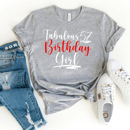 Fabulous 57th Birthday Shirt for Women - Special Birthday Tee - Bliss Birthday Shirts - Athletic Heather - S