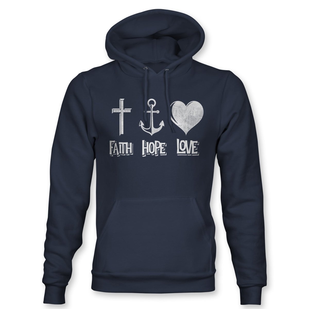 Faith Hope Love Mens Hoodie - Inspirational Valentine Couple Shirt - Bliss Birthday Shirts - Navy - S