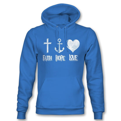 Faith Hope Love Mens Hoodie - Inspirational Valentine Couple Shirt - Bliss Birthday Shirts - Royal - S