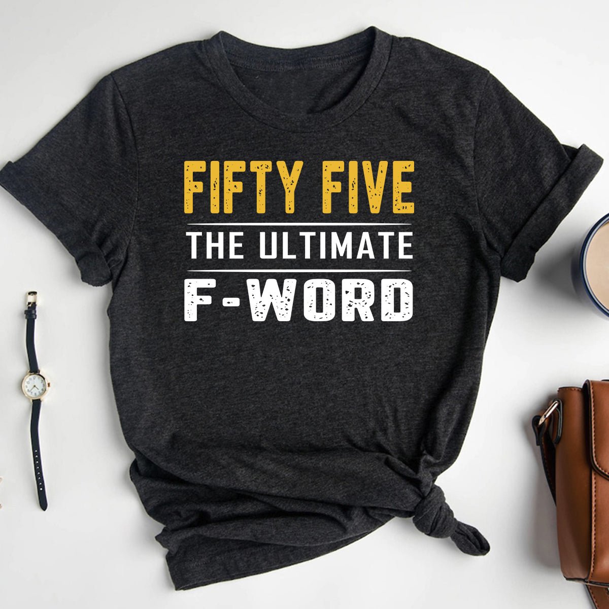 Fifty Five - The Ultimate F - Word 55th Shirt – Celebrate Your Bold Milestone - Bliss Birthday Shirts - Heather Dark Grey - S