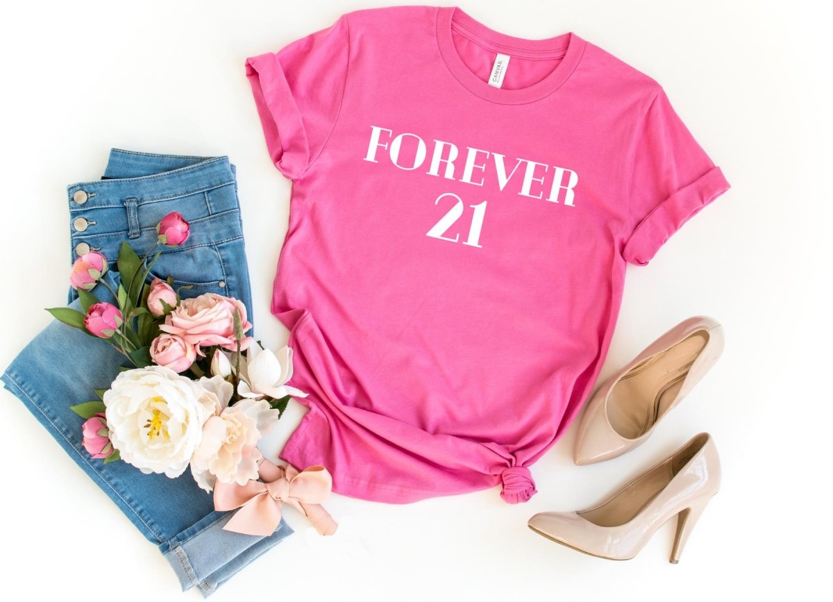 FOREVER 21 Birthday Shirt - Fun Birthday Gift - Bliss Birthday Shirts - S - Charity Pink