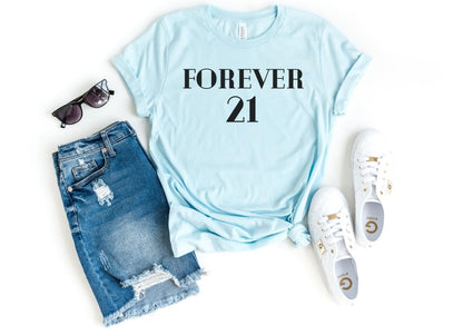 FOREVER 21 Birthday Shirt - Fun Birthday Gift - Bliss Birthday Shirts - S - Heather Ice Blue