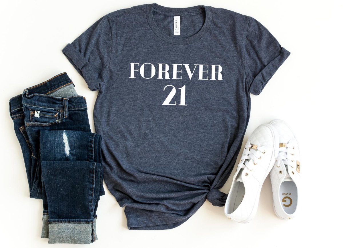 FOREVER 21 Birthday Shirt - Fun Birthday Gift - Bliss Birthday Shirts - S - Heather Navy