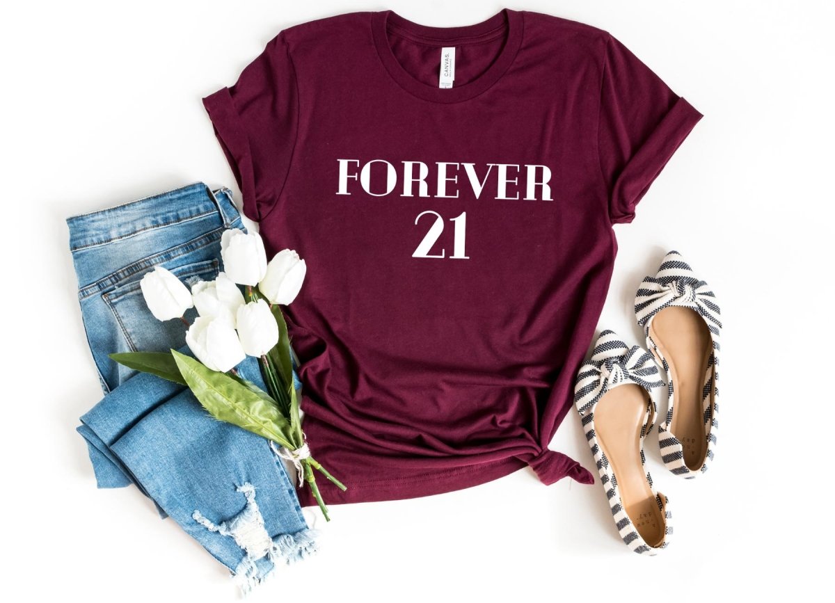 FOREVER 21 Birthday Shirt - Fun Birthday Gift - Bliss Birthday Shirts - S - Maroon