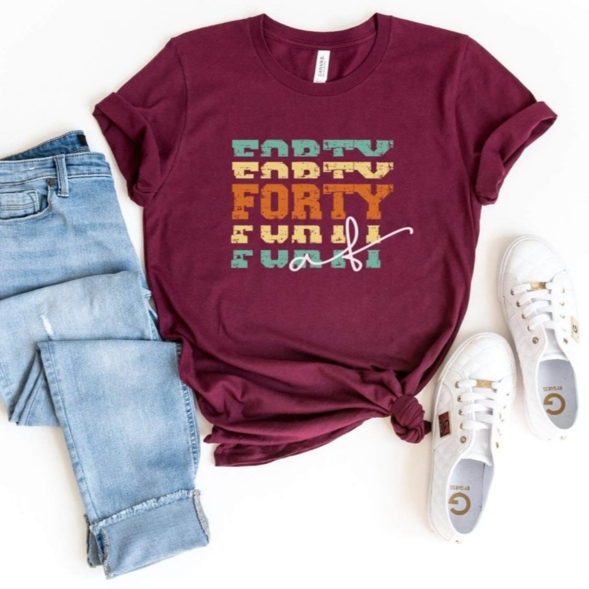 Forty AF Birthday Shirt - Custom 40th Birthday T - Shirt - Bliss Birthday Shirts - S - Maroon