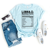 Fun Libra Nutrition Facts Shirt – Unique Zodiac Birthday Gift - Bliss Birthday Shirts - Heather Ice Blue - S