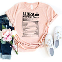 Fun Libra Nutrition Facts Shirt – Unique Zodiac Birthday Gift - Bliss Birthday Shirts - Heather Peach - S