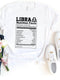 Fun Libra Nutrition Facts Shirt – Unique Zodiac Birthday Gift - Bliss Birthday Shirts - White - S