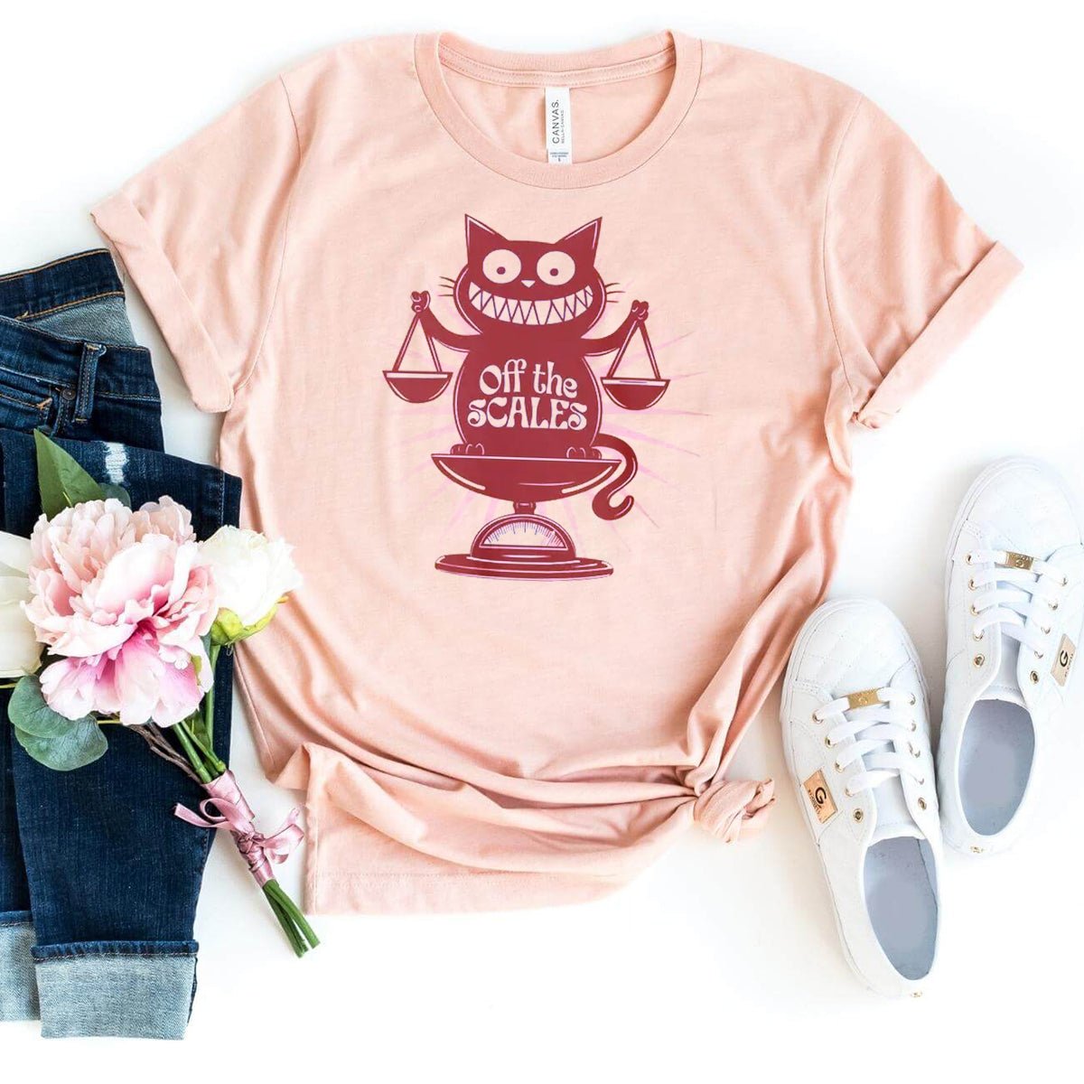 Funny Libra Birthday Shirt – "Off the Scales" Unisex Zodiac Tee - Bliss Birthday Shirts - Heather Peach - S