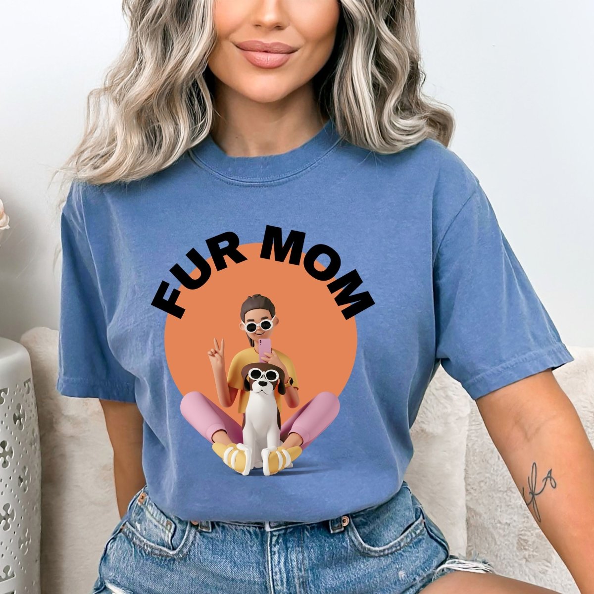 Fur Mom - Birthday Shirt - Bliss Birthday Shirts - Small - SteelBlue