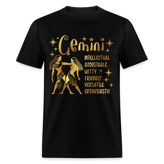 Gemini Zodiac Unisex Shirt - Custom T - Shirt - Bliss Birthday Shirts - Black - S