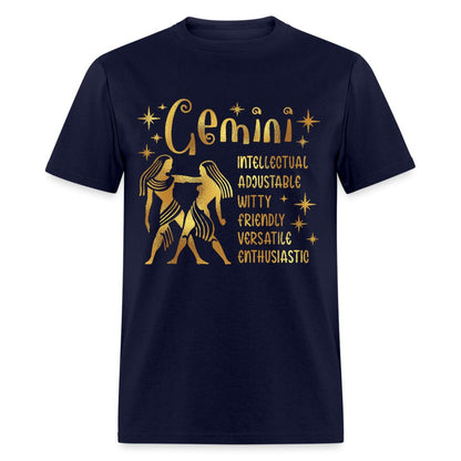 Gemini Zodiac Unisex Shirt - Custom T - Shirt - Bliss Birthday Shirts - Navy - S